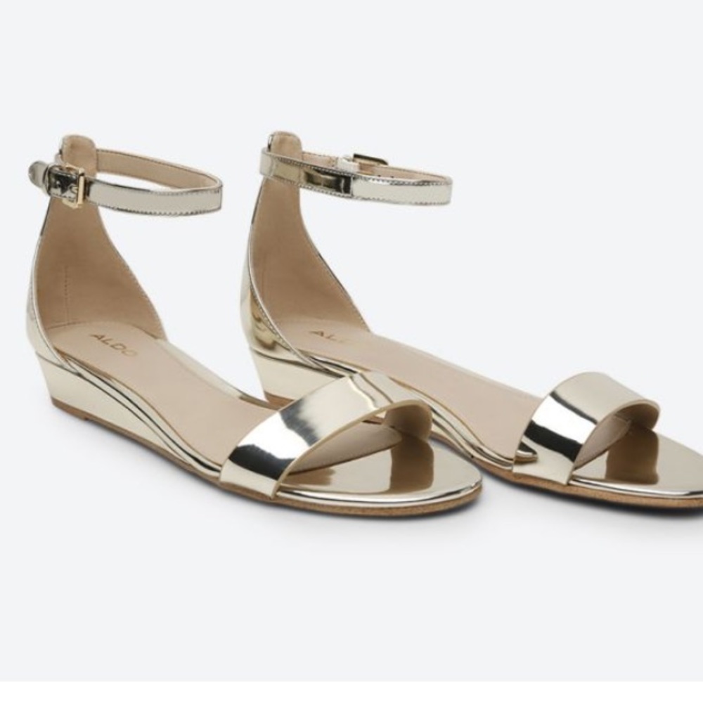 Aldo Gold Metallic Strappy Sandals Kerina